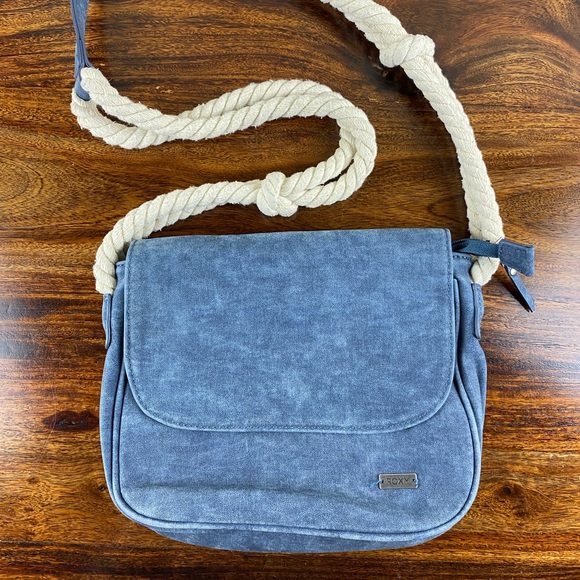 Roxy When We Move Small Crossbody Bag Purse - Blue - Faux Leather W/ Rope Strap - Picture 2 of 11